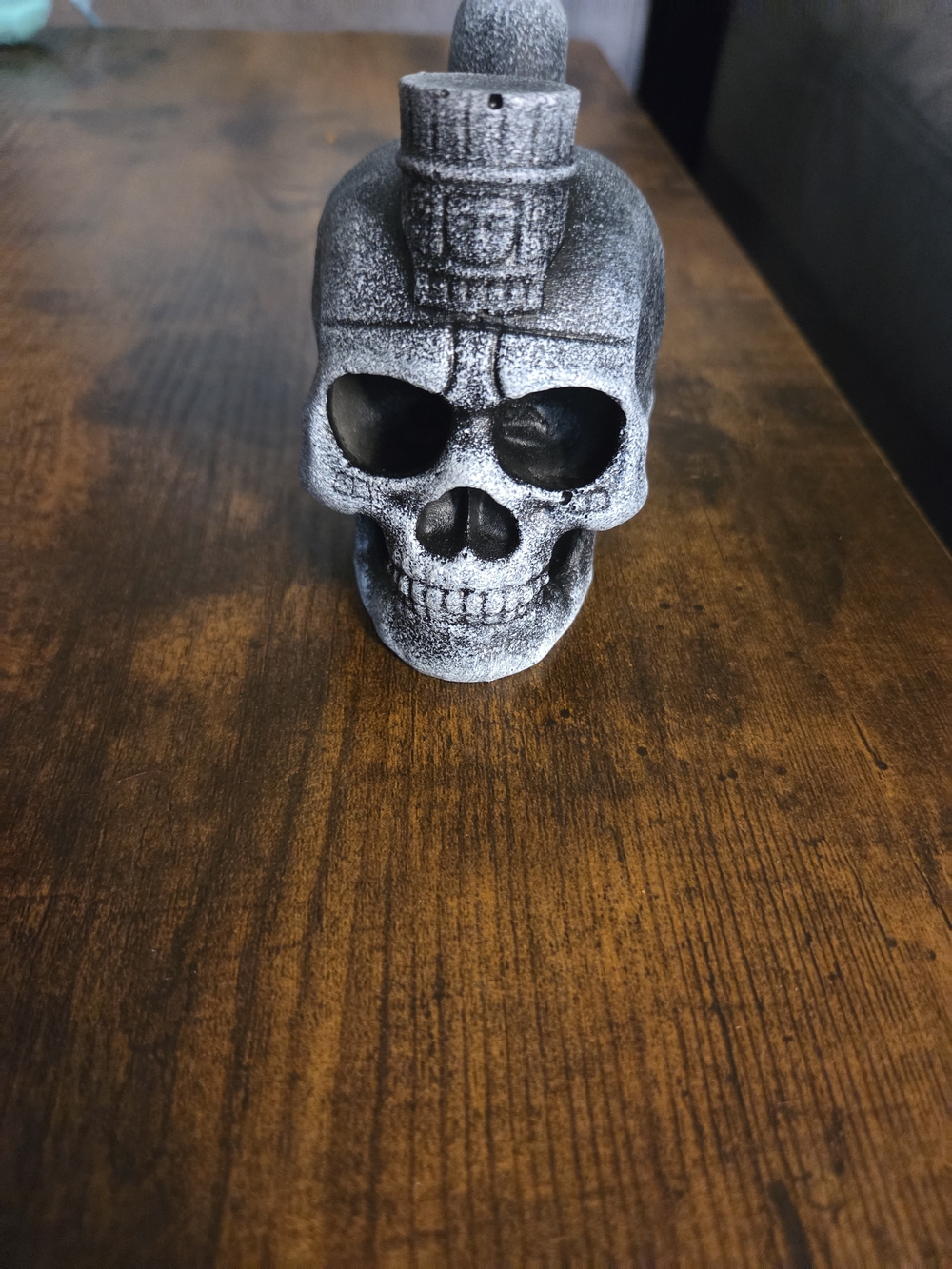 Speckled Gray Skull Whistle - Gothic Home Accent Aztec Death Whistle